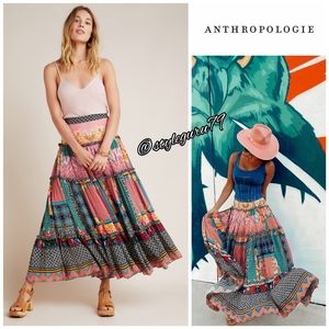 Anthropologie Multicolor Patchwork Maxi Skirt